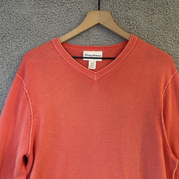 Tommy Bahama Reversible Sweater Small Petite V-Neck Pullover Coral Orange SP - Picture 2 of 13